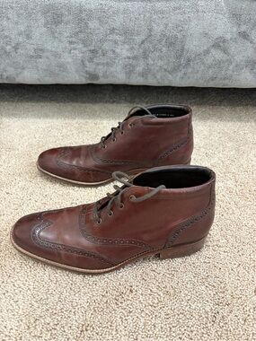 Cole Haan Brown Leather Brogue Chukka Boots